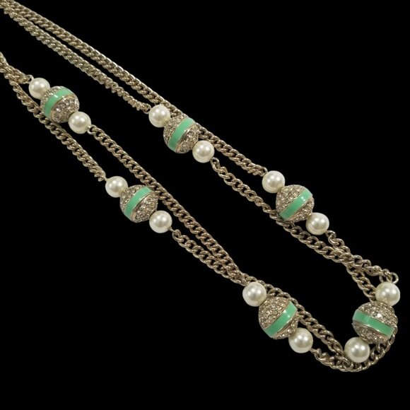 J.Crew Necklace 2-strand Crystal & Enamel Beads and Faux Pearls - Picture 3 of 10